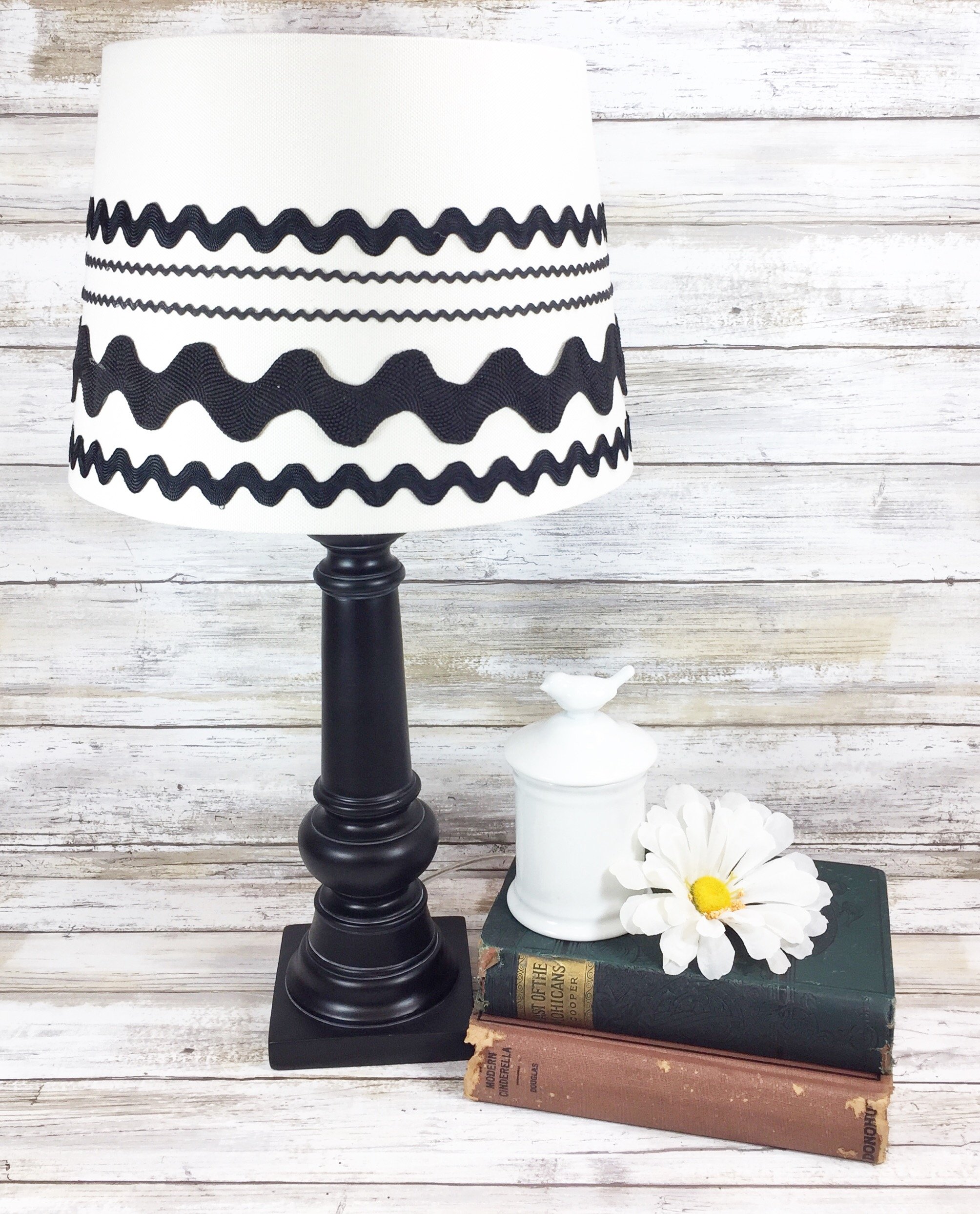 Upcycled Farmhouse Chic Lamp with Ric-Rac