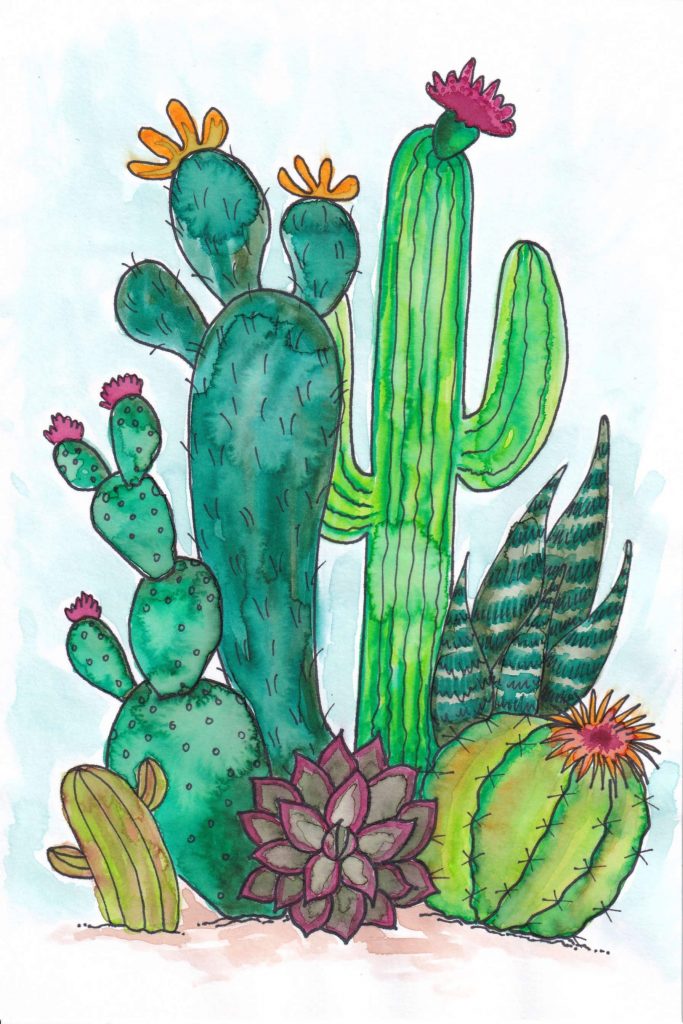 WATERCOLOR A FREE CACTUS PRINTABLE CREATIVELY BETH 1 Creatively Beth