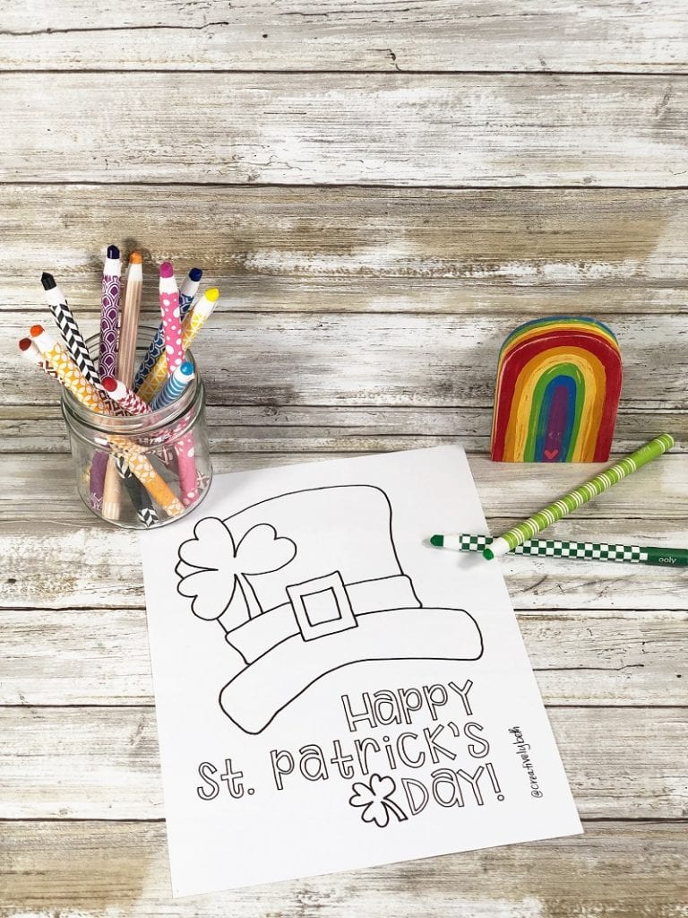 Free St. Patrick's Day Coloring Pages Hand Drawn by Creatively Beth #creativelybeth #stpatricksday #freeprintable #freecoloringpage